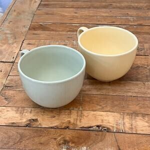 MSE Martha Stewart Everyday Ceramic Breakfast Mugs Pastel Green & Yellow